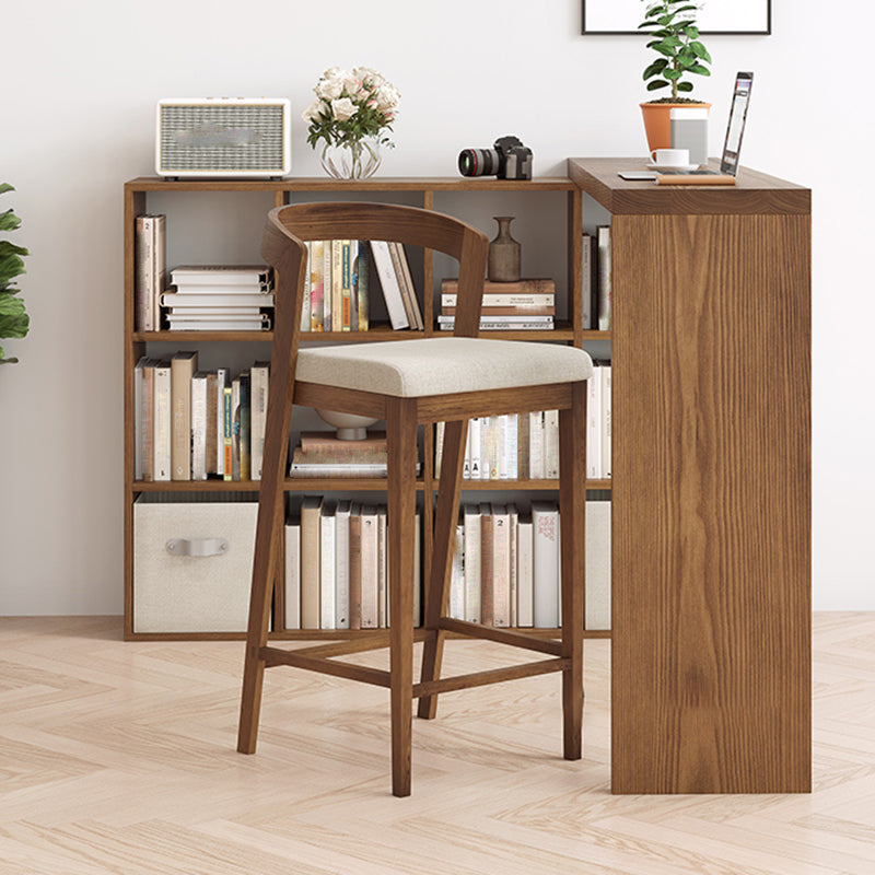 Modern Solid Wood Low Back Counter-height Stool in Brown and White