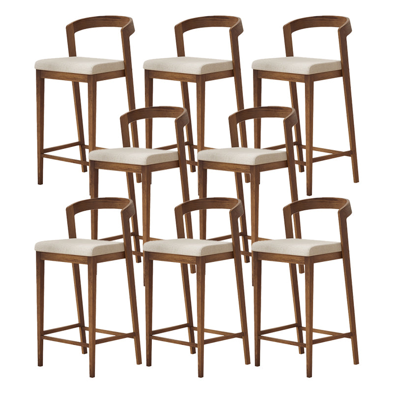 Modern Solid Wood Low Back Counter-height Stool in Brown and White