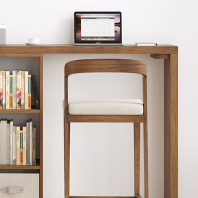 Modern Solid Wood Low Back Counter-height Stool in Brown and White