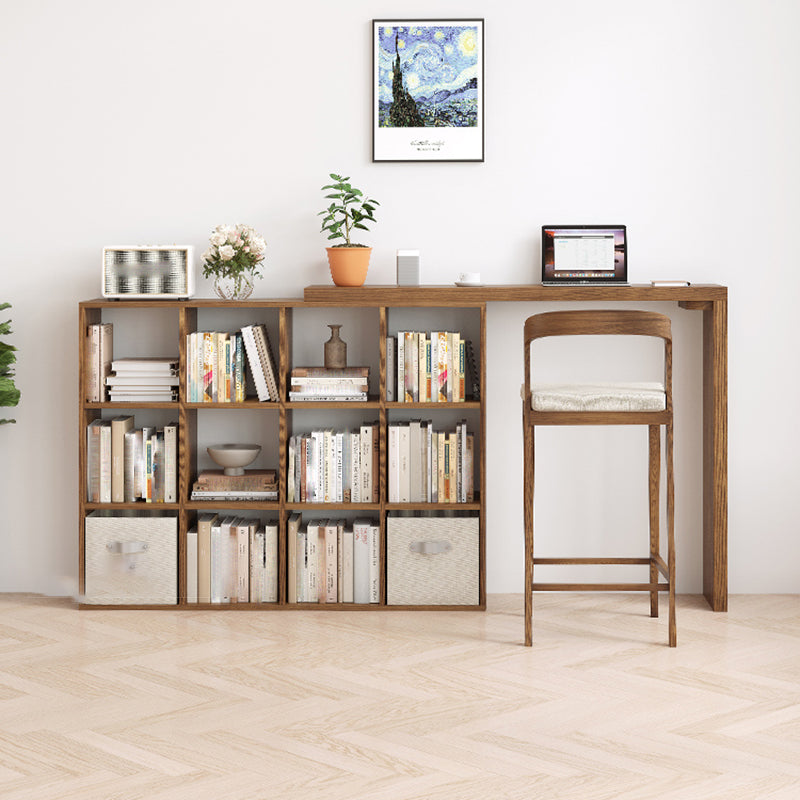 Modern Solid Wood Low Back Counter-height Stool in Brown and White