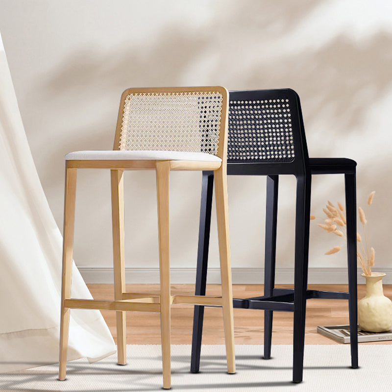 Solid Wood Counter Height Stools with Footrest for Living Room