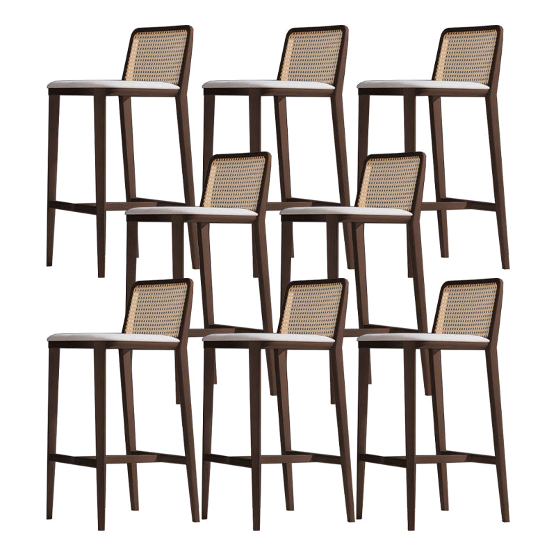 Solid Wood Counter Height Stools with Footrest for Living Room