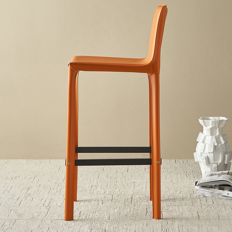 Contemporary Indoor Metal Legs Faux Leather Upholstered Bar Stool