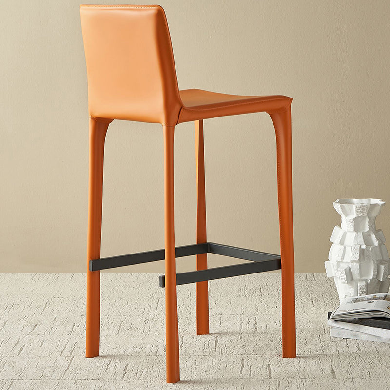 Contemporary Indoor Metal Legs Faux Leather Upholstered Bar Stool