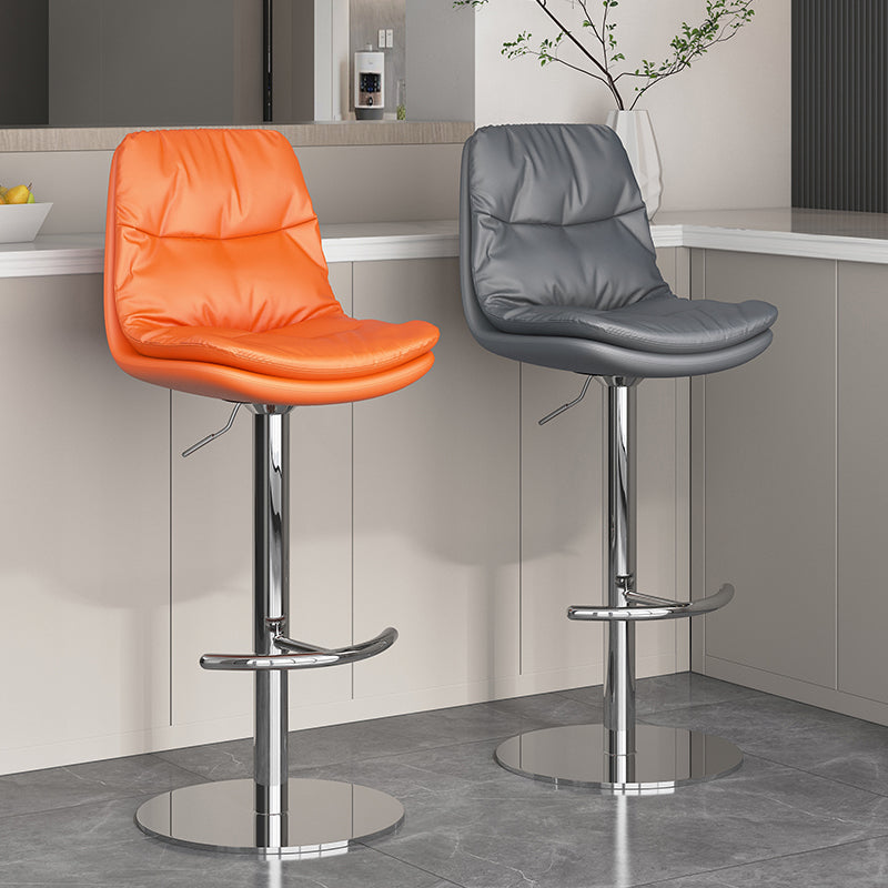 Modern Adjustable Height Swivel Upholstered Bar Stool with Footrest