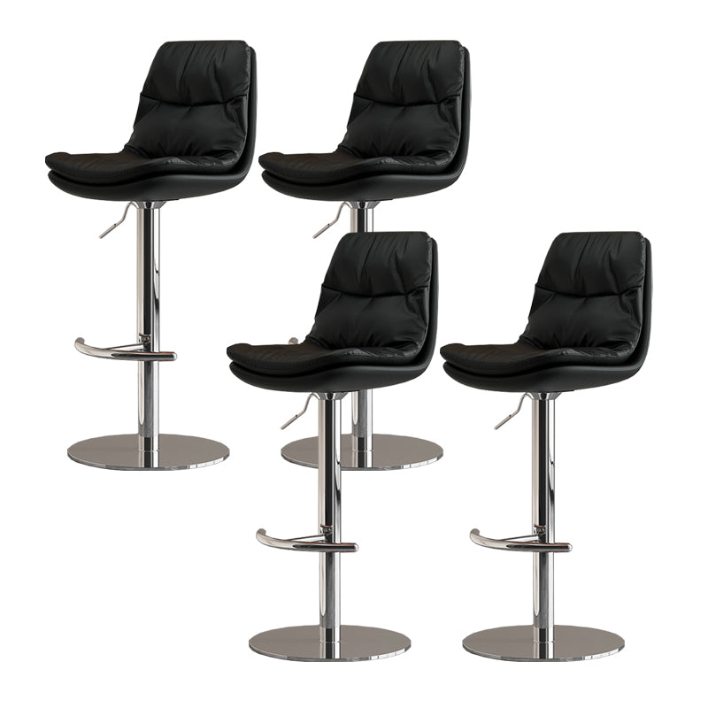 Modern Adjustable Height Swivel Upholstered Bar Stool with Footrest