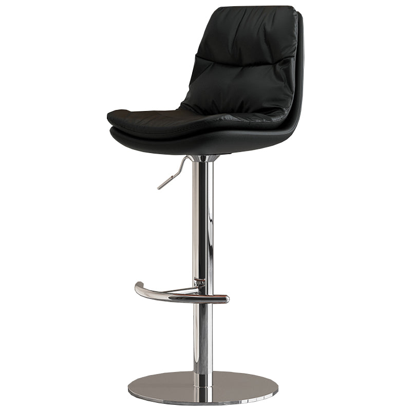 Modern Adjustable Height Swivel Upholstered Bar Stool with Footrest