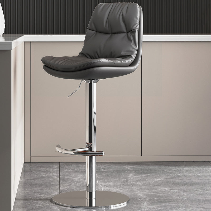 Modern Adjustable Height Swivel Upholstered Bar Stool with Footrest