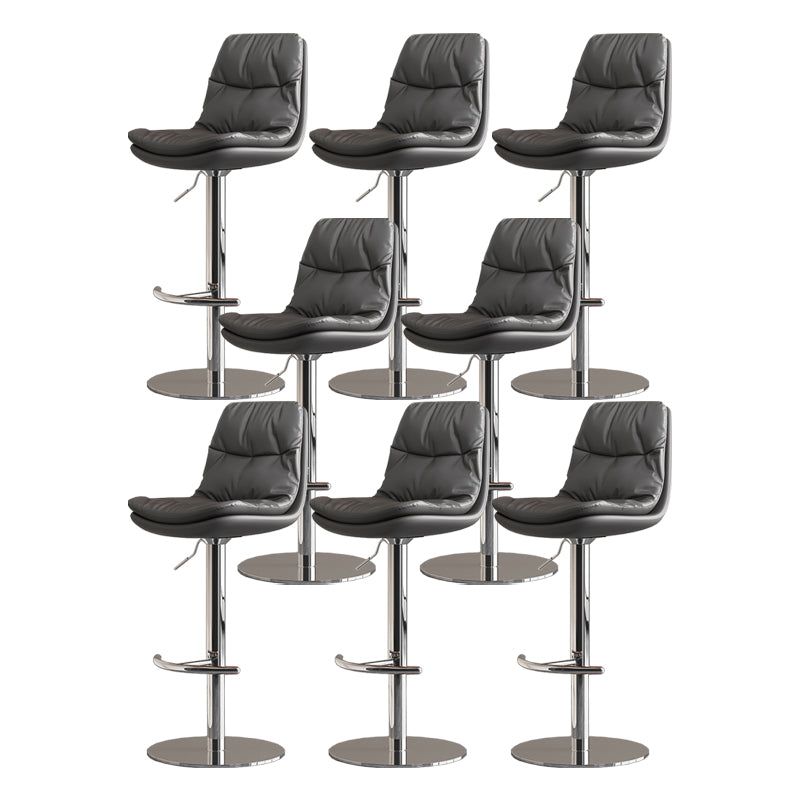 Modern Adjustable Height Swivel Upholstered Bar Stool with Footrest