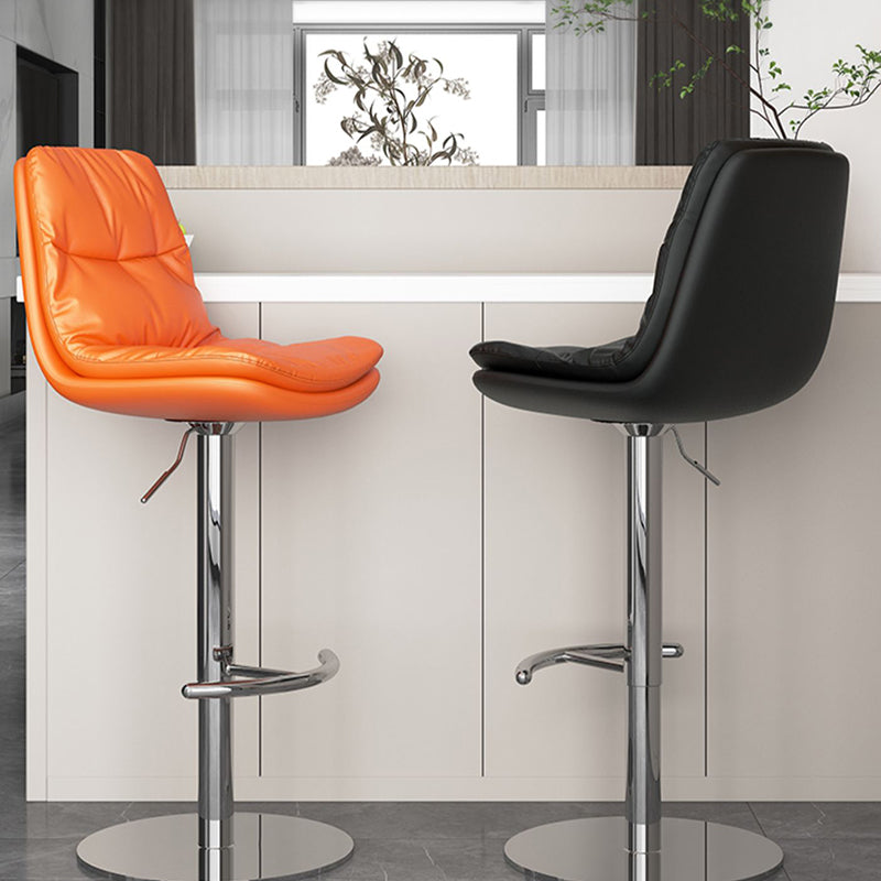 Modern Adjustable Height Swivel Upholstered Bar Stool with Footrest
