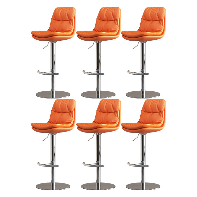 Modern Adjustable Height Swivel Upholstered Bar Stool with Footrest