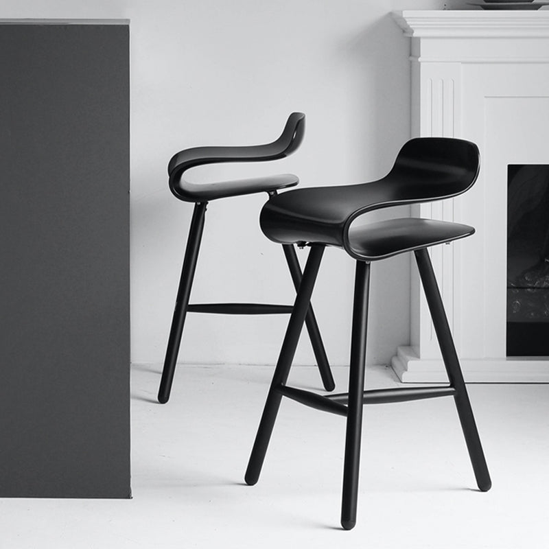 Contemporary Indoor Armless Low Back Metal Legs Bar Stool with Footrest