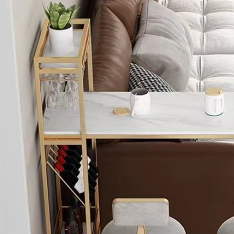 1/3 Pieces Irregular Shape Sintered Stone Counter Table with High Stools