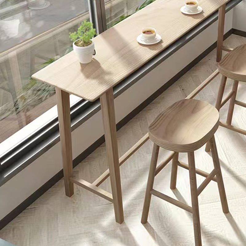 1/4 Pieces Modern Rectangle Solid Wood Pub Table with High Stools
