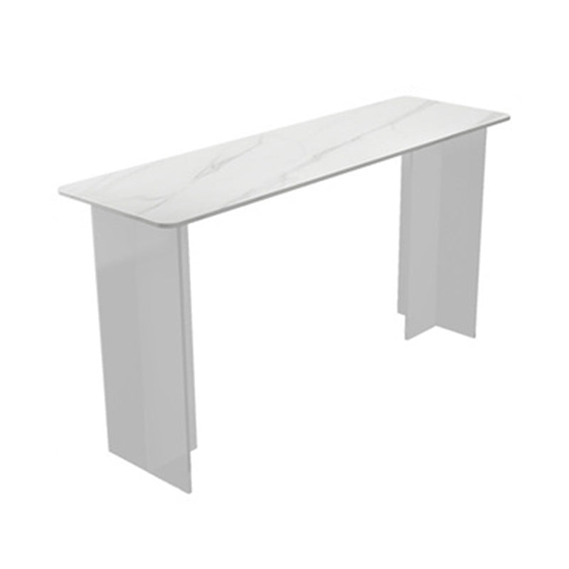 Sintered Stone Double Pedestal Rectangle Bar Table for Kitchen Dining Room