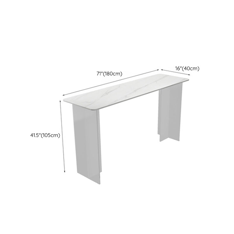 Sintered Stone Double Pedestal Rectangle Bar Table for Kitchen Dining Room