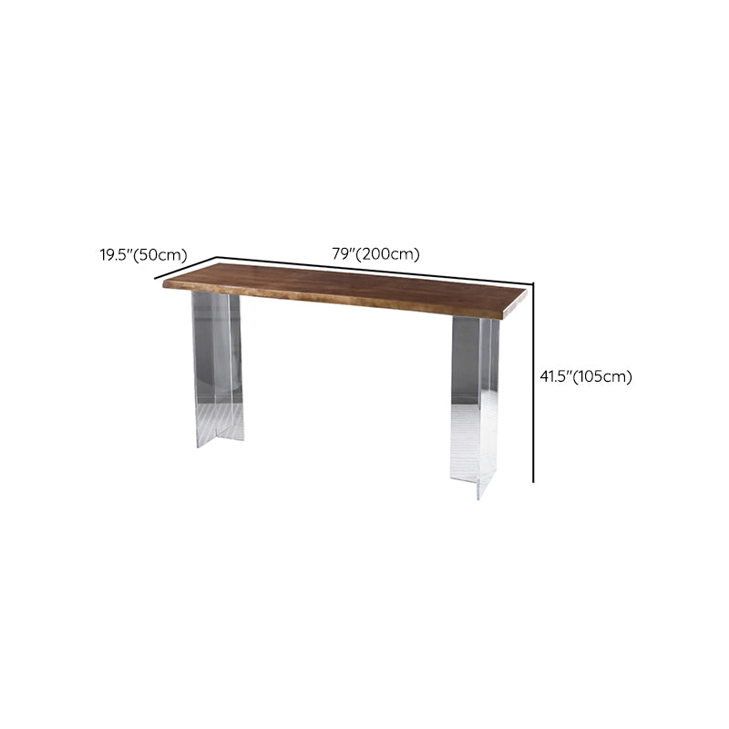 Pine Wood Rectangle Bar Table with Acrylic Base for Living Room