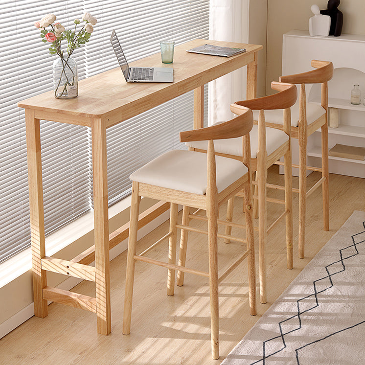 Modern Rubberwood Trestle Base Rectangle Bar Table for Kitchen Dining Room