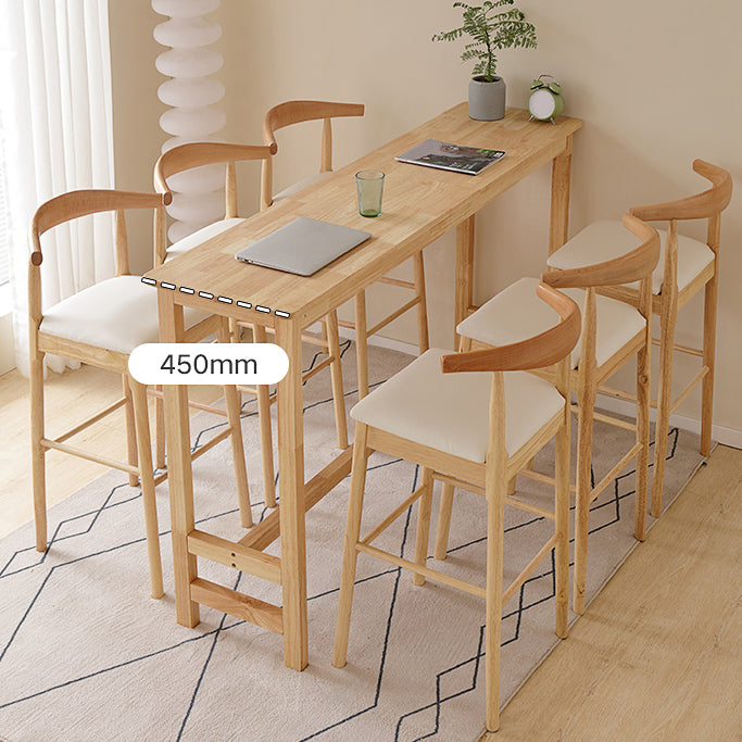 Modern Rubberwood Trestle Base Rectangle Bar Table for Kitchen Dining Room