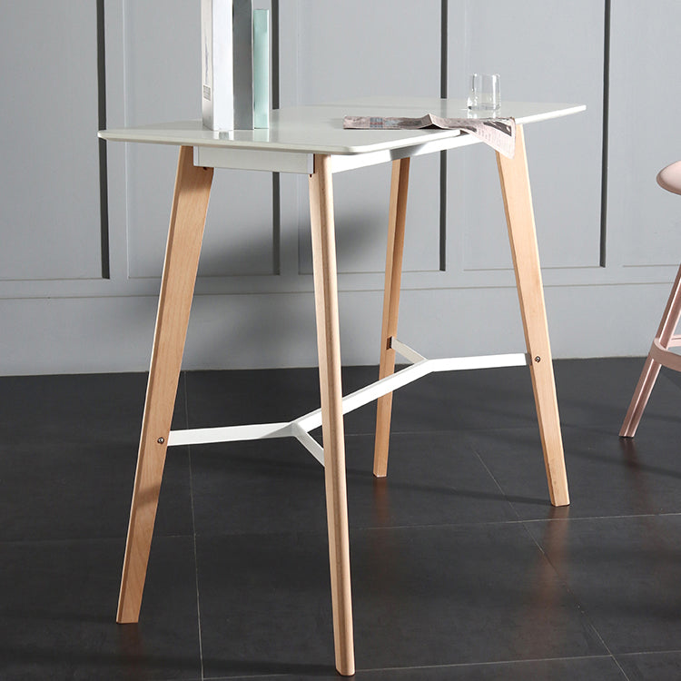 Modern Indoor Rectangle Trestle Bar Dining Table in Stone and Wood