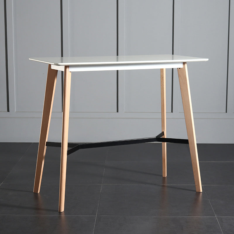 Modern Indoor Rectangle Trestle Bar Dining Table in Stone and Wood