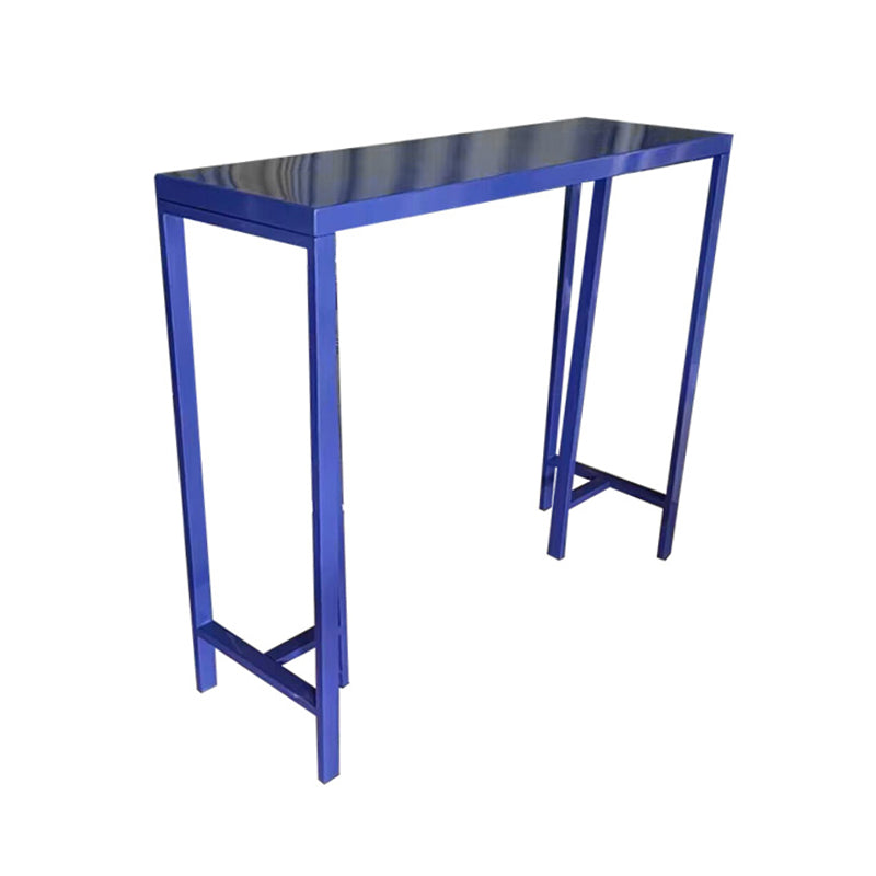 Contemporary Indoor Rectangle Trestle Bar Dining Table with Metal Legs