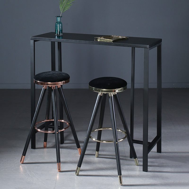 Contemporary Indoor Rectangle Trestle Bar Dining Table with Metal Legs