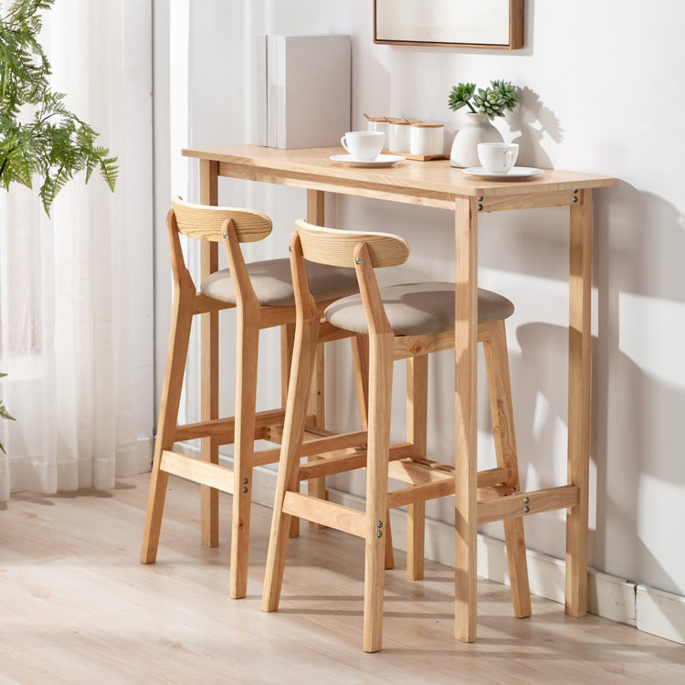 Modern Indoor Wood Top Rectangle Bar Stool Table with Footrest