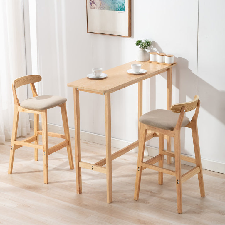 Modern Indoor Wood Top Rectangle Bar Stool Table with Footrest
