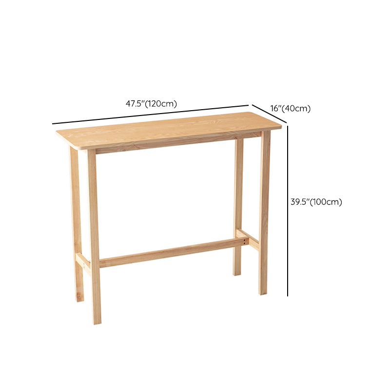 Modern Indoor Wood Top Rectangle Bar Stool Table with Footrest