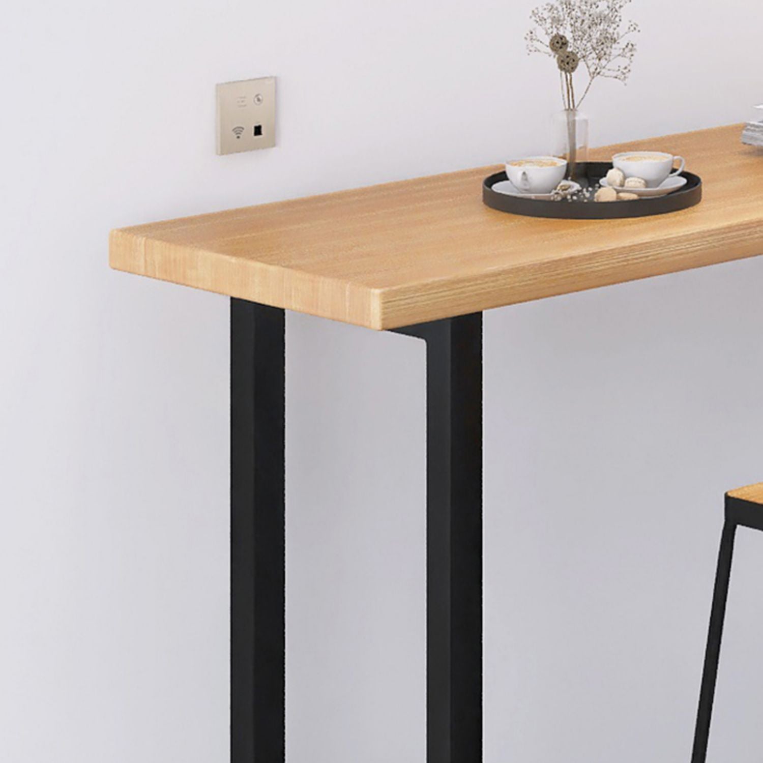 Solid Wood Sled Base Rectangle Bar Table for Kitchen Dining Room