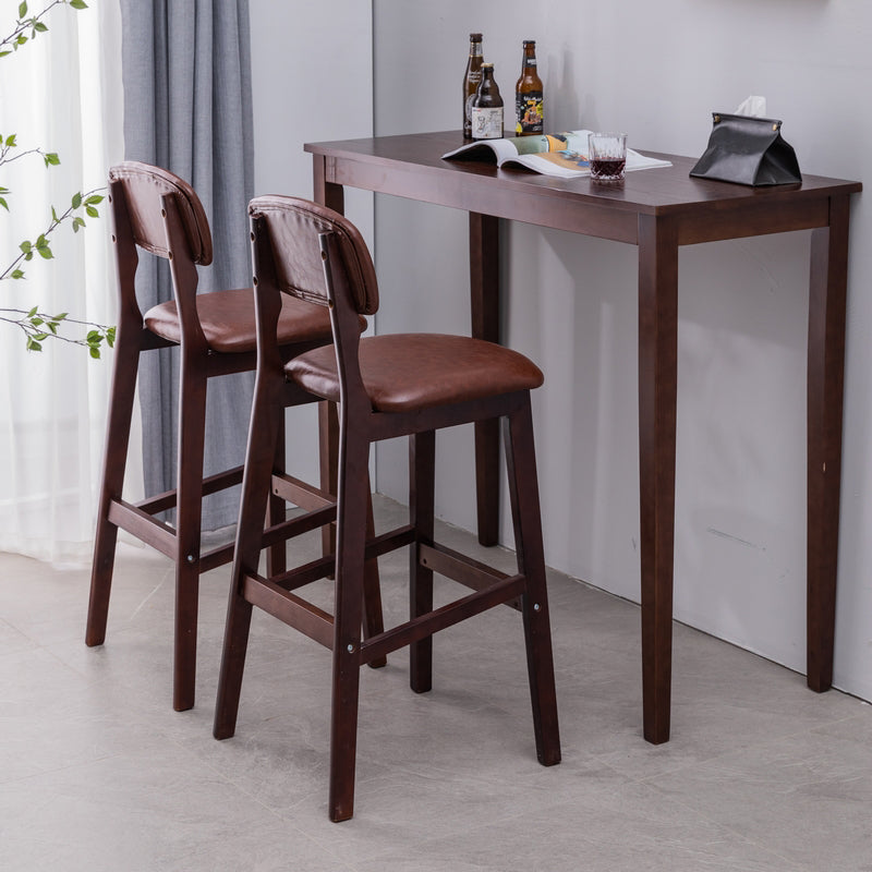 Traditional Rectangle Solid Wood Living Room Bar Dining Table