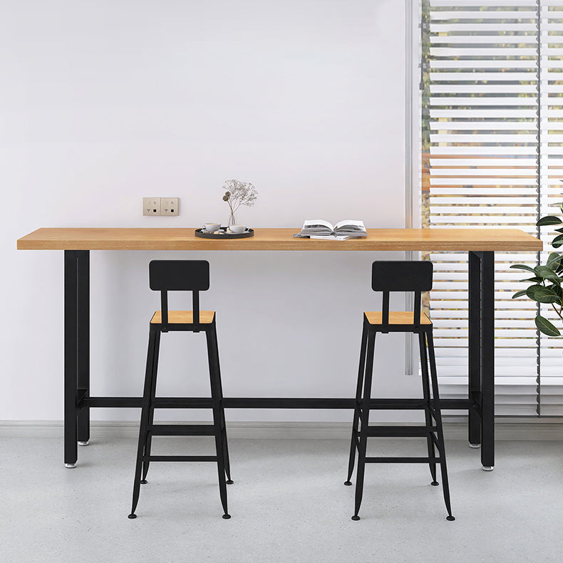 Contemporary Solid Wood Trestle Base Bar Table for Kitchen Dining Room