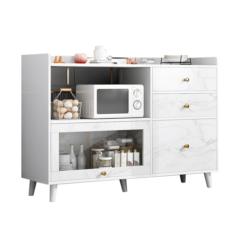 Modern Open Storage Buffet Stand Black Engineered Wood Buffet Sideboard with 3-Drawers