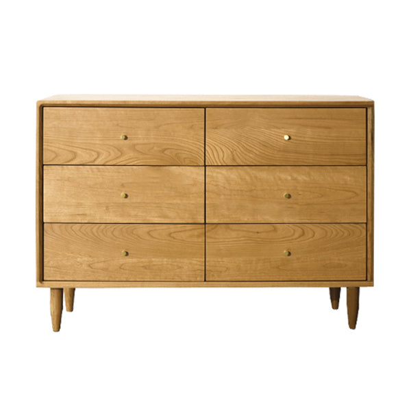 Contemporary Brown Solid Wood Buffet Table Storage Side Board with Drawers