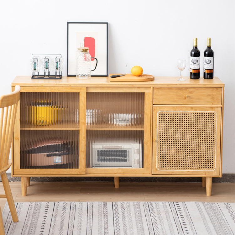 Farmhouse Glass Doors Sideboard Cabinet 32.7-inch High Buffet