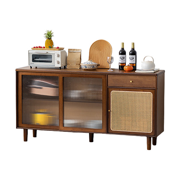 Farmhouse Glass Doors Sideboard Cabinet 32.7-inch High Buffet