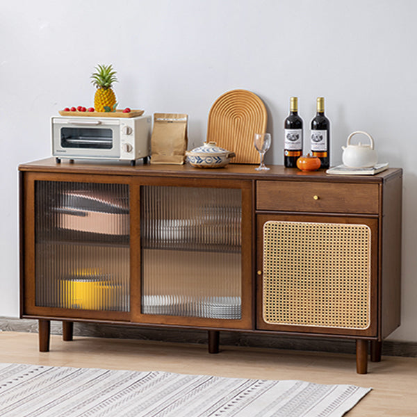 Farmhouse Glass Doors Sideboard Cabinet 32.7-inch High Buffet