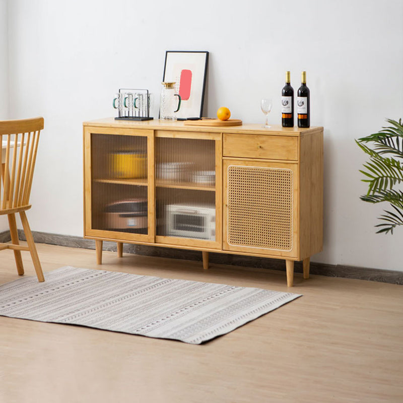 Farmhouse Glass Doors Sideboard Cabinet 32.7-inch High Buffet
