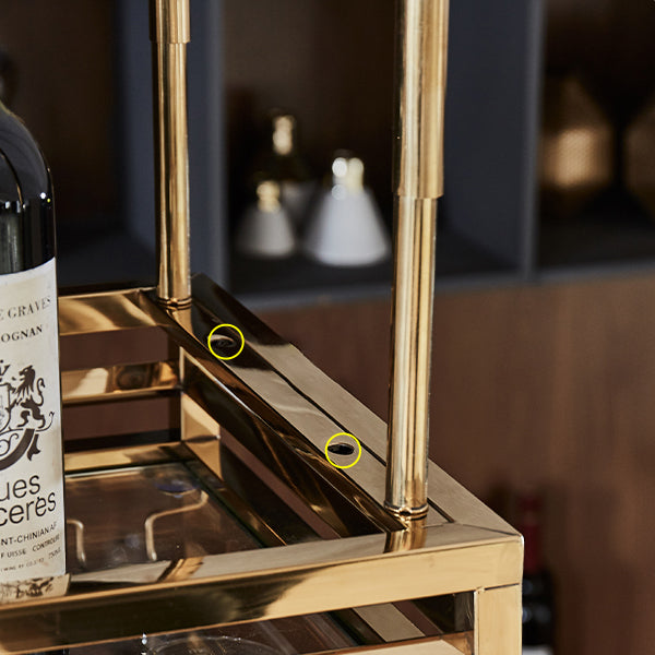 Gold Steel Hanging Wine Holder with Glass Holder & Storage Shelf