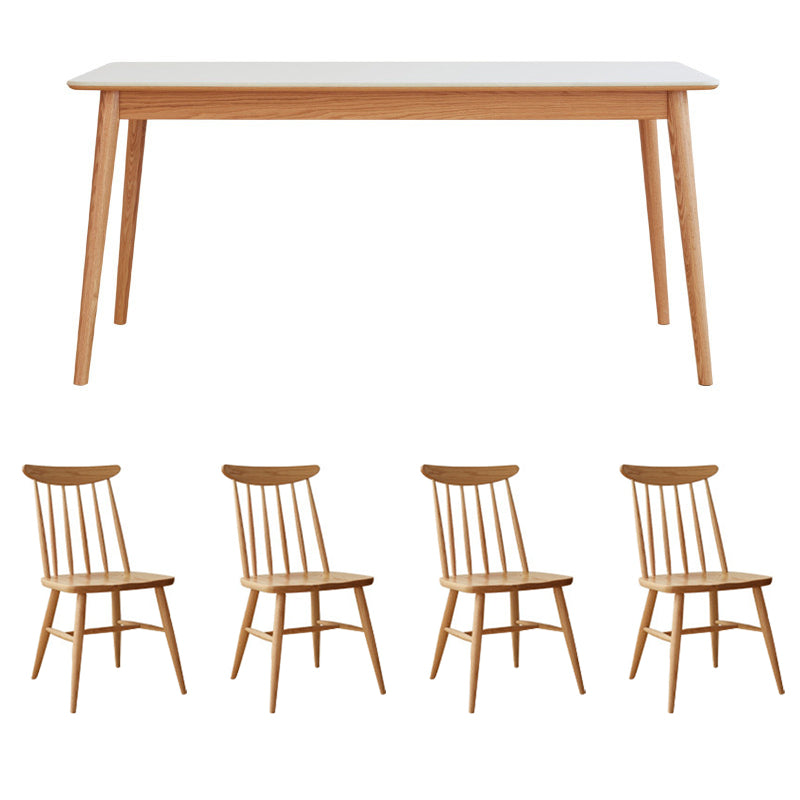 1/5 Pcs Modern Stone Rectangle Shape Dinette Table with Armless Chair