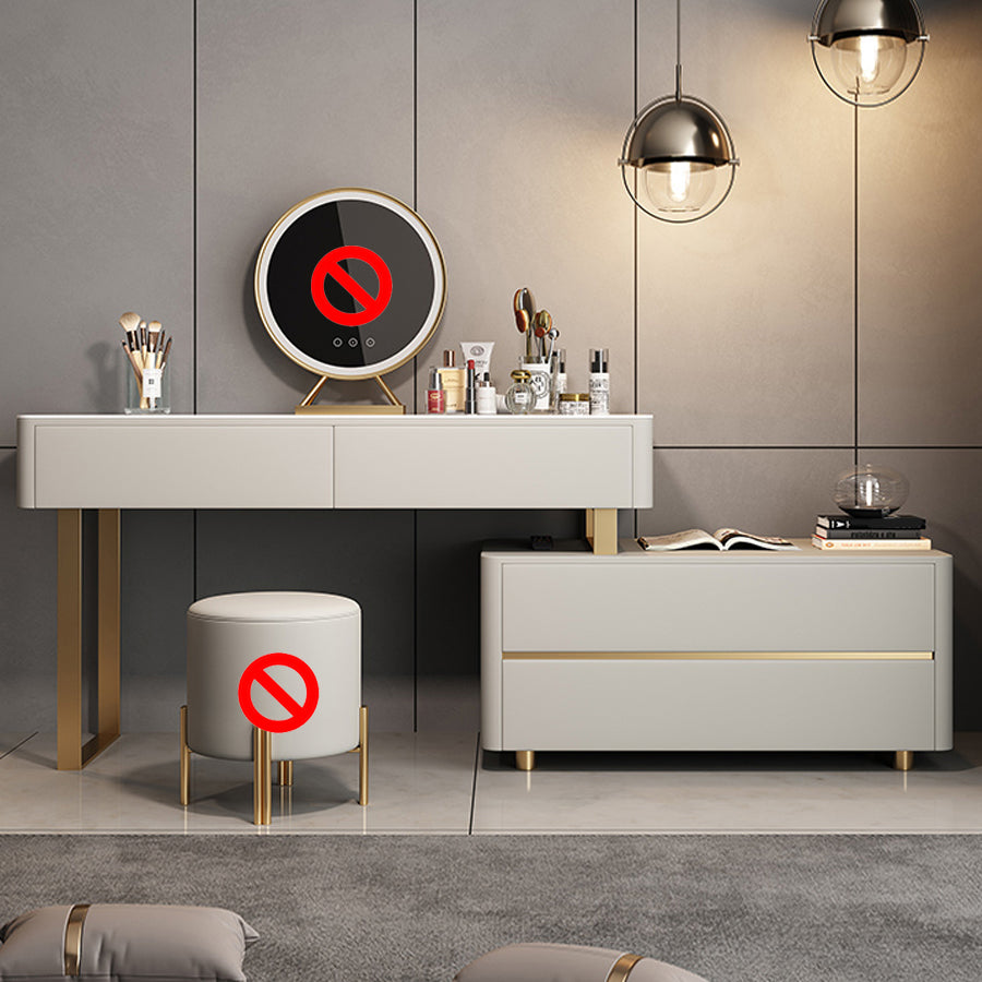 Glam 51.2" W Slate Vanity Desk and Stool in Gray with 4 Drawers