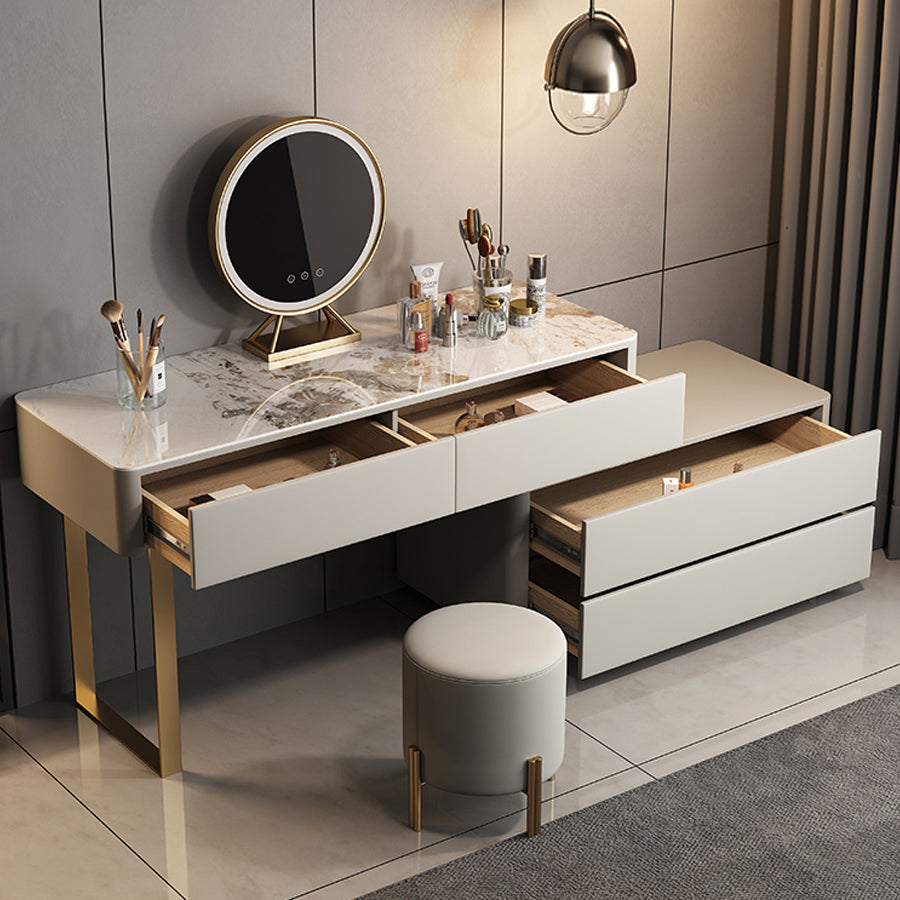 Glam 51.2" W Slate Vanity Desk and Stool in Gray with 4 Drawers