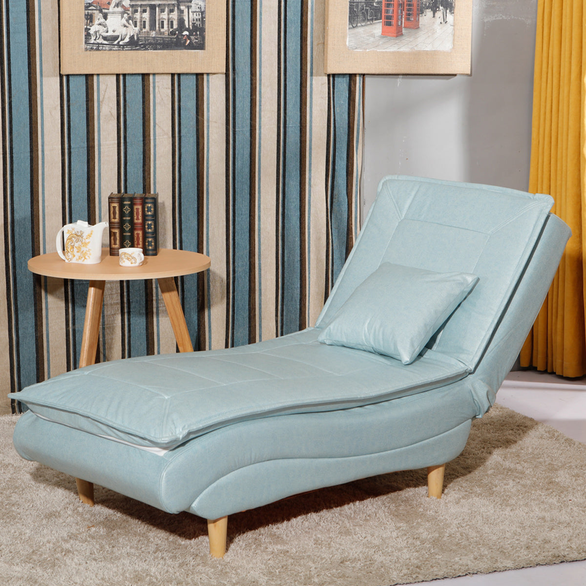 Contemporary Solid Color Upholstered Armless Chaise Lounge Couch with Storage