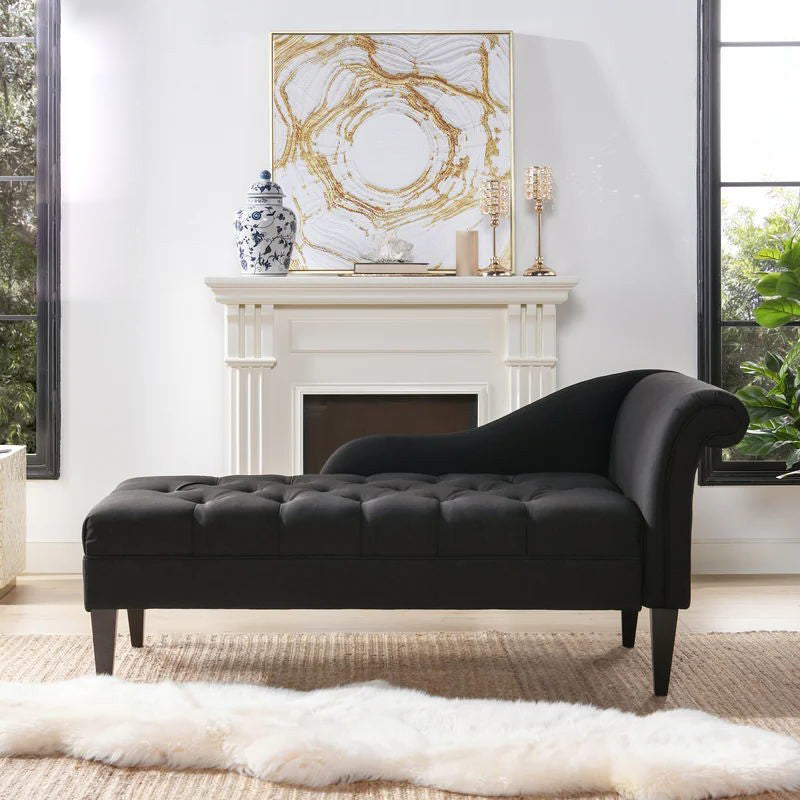 Modern Cotton Blend Upholstered Cushioned One Armed Chaise Lounge