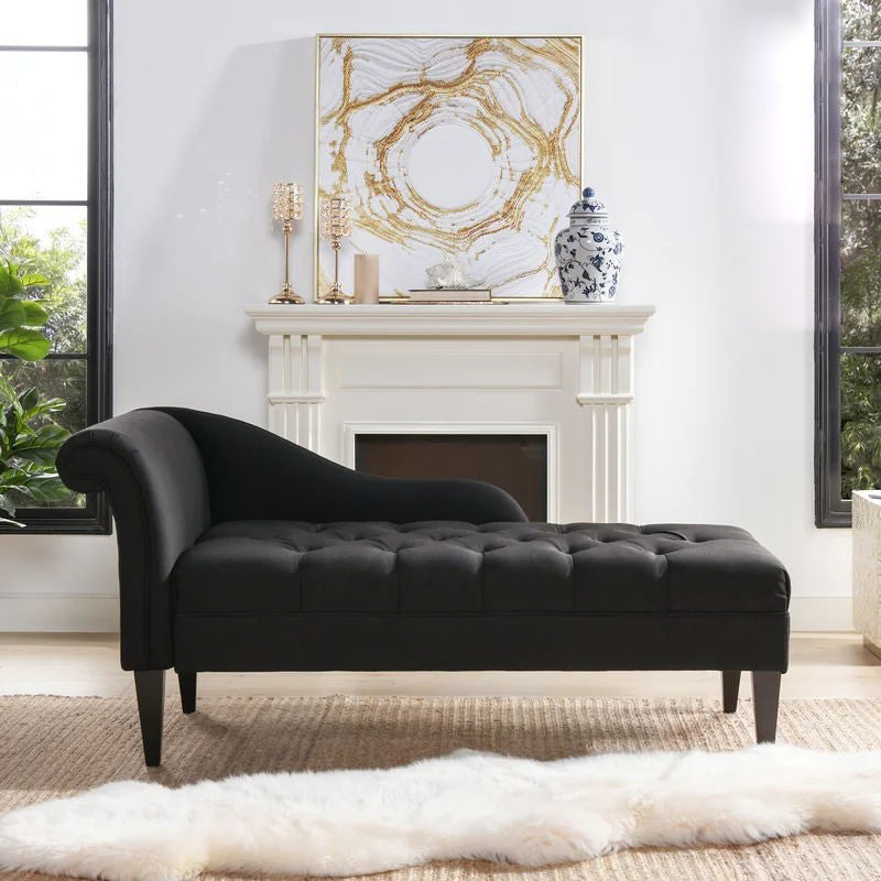 Modern Cotton Blend Upholstered Cushioned One Armed Chaise Lounge