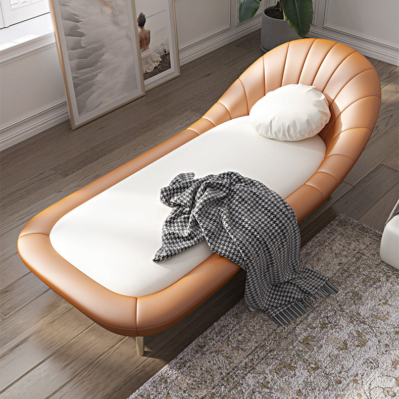 Contemporary Upholstered Solid Color Genuine Leather One Armed Chaise Lounge Couch