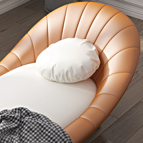 Contemporary Upholstered Solid Color Genuine Leather One Armed Chaise Lounge Couch
