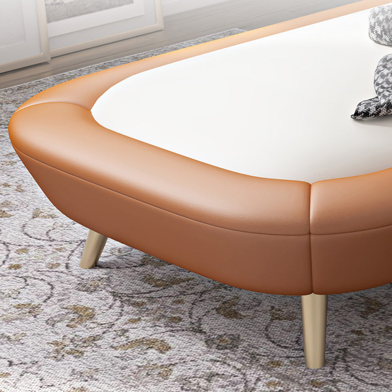 Contemporary Upholstered Solid Color Genuine Leather One Armed Chaise Lounge Couch