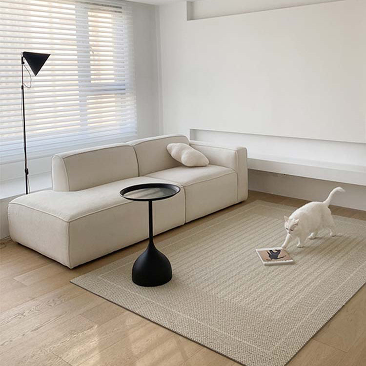 Scandinavian Style Upholstered Velvet Square Arm Chaise in White